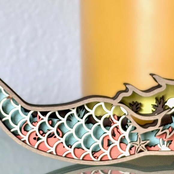 Tropical Mermaid Sea Life Under-the-Ocean Wood Wooden 3D Figure Diorama Decor - Picture 4 of 11